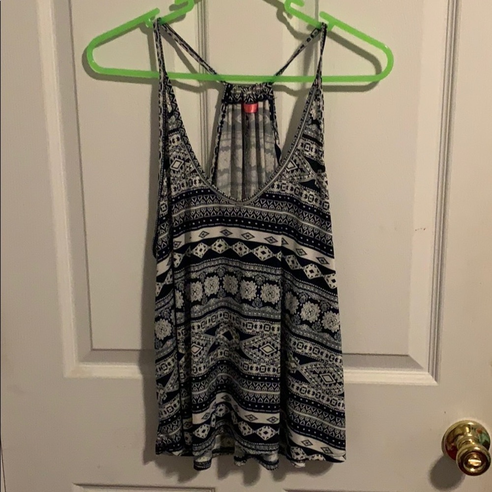 Navy and white patterned tank top
